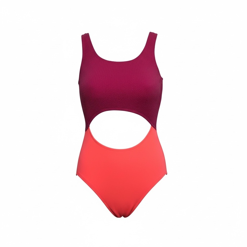 Color-Block Cutout One-Piece Swimsuit for Girls Preppy bathing suit size 14-16